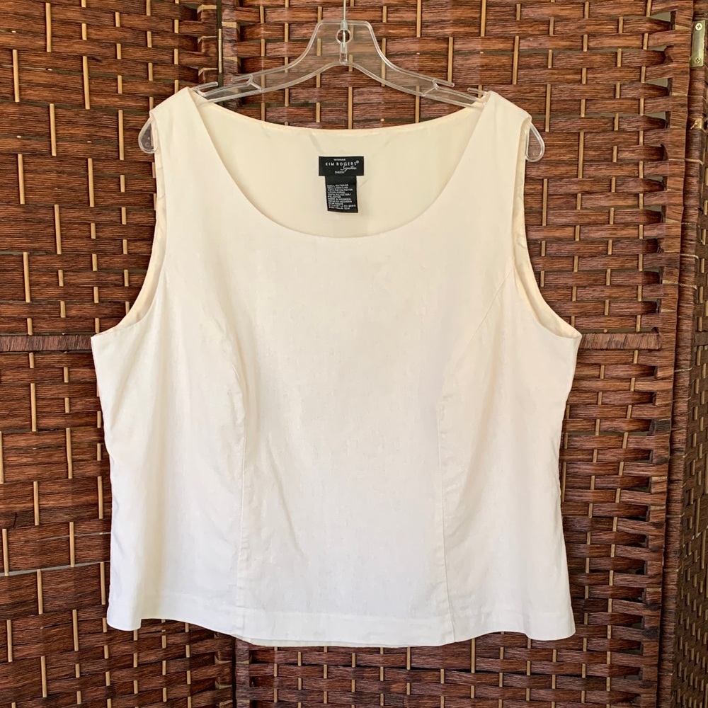 Kim Roger’s 55% Linen 45% Rayon, Lining 100% Polyester Sleeveless Side Zip Beige